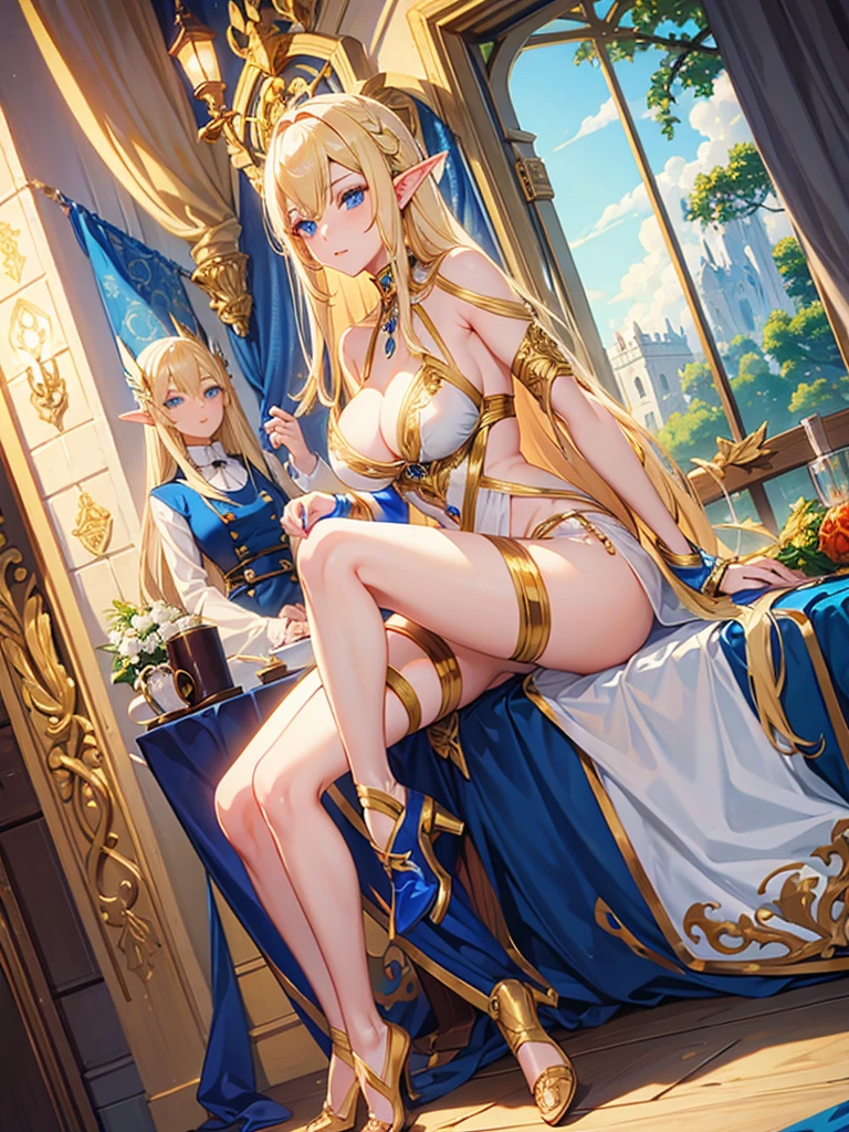 golden hair blue eyes elf milf