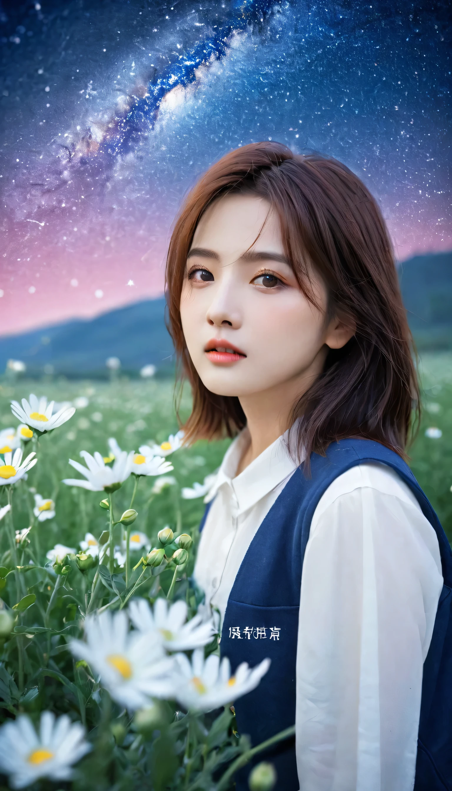 Top quality, High target_solve, clearly_image, Detailed background, girl, flower, flower园, Starry Sky,