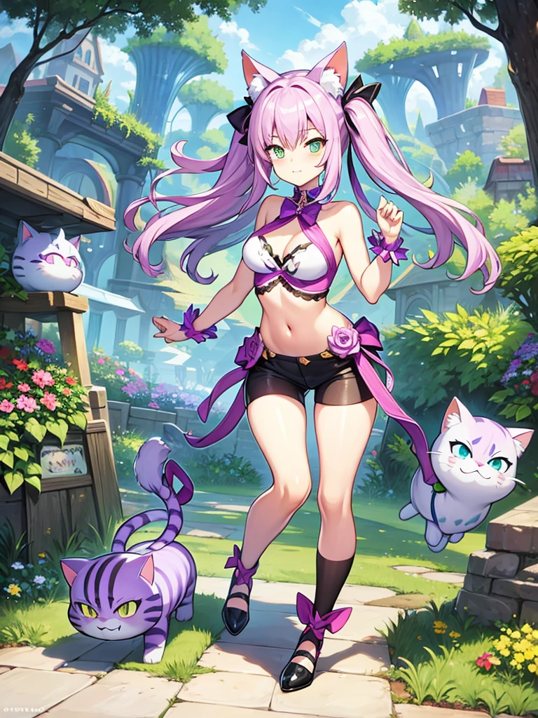 Cheshire Cat, wonder land, cat ears, cat tail, sexy clothes, full body, concept art