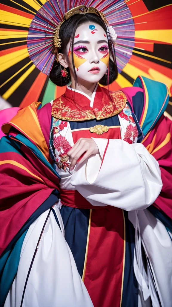 1. spectacular costumes: Kabuki actors in gaudy, colorful costumes. The costumes are gorgeous and colorful. 2.
Thick makeup: Kabuki actors wear white makeup with distinctive kumadori (shading) on their faces to visually express their roles and emotions. Kabuki actors wear flashy, colorful costumes to visually express their roles and emotions. 3.
3. unique performance: a performance in which the actor pauses for a moment in a pose to capture the moment of "mie."
