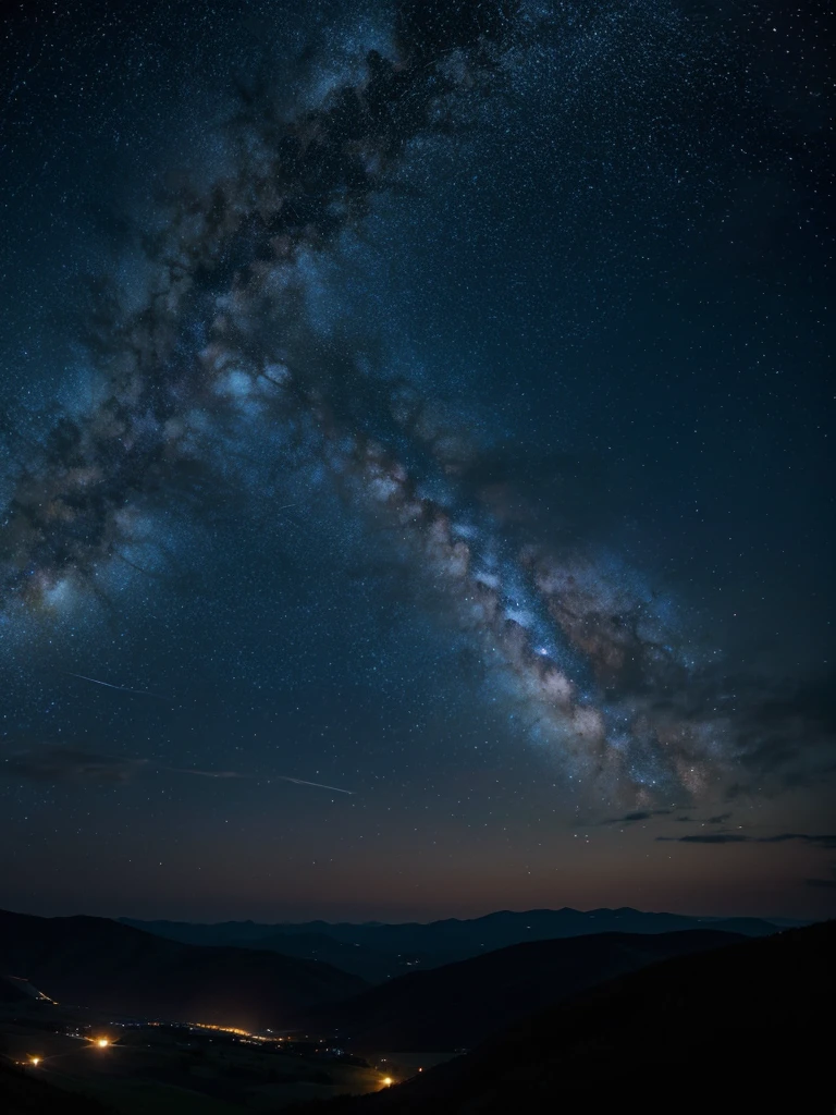 Create a night sky panorama，Requires moon and stars，You can see the faint Milky Way，The picture is realistic