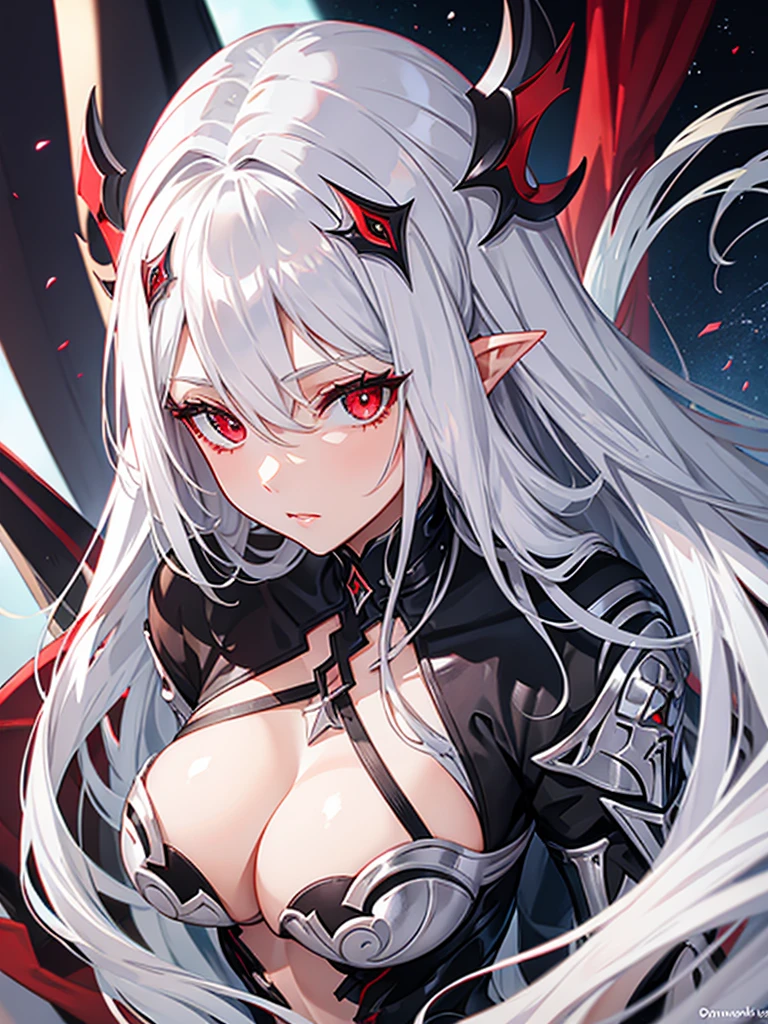 silver hair red eyes dark elf milf