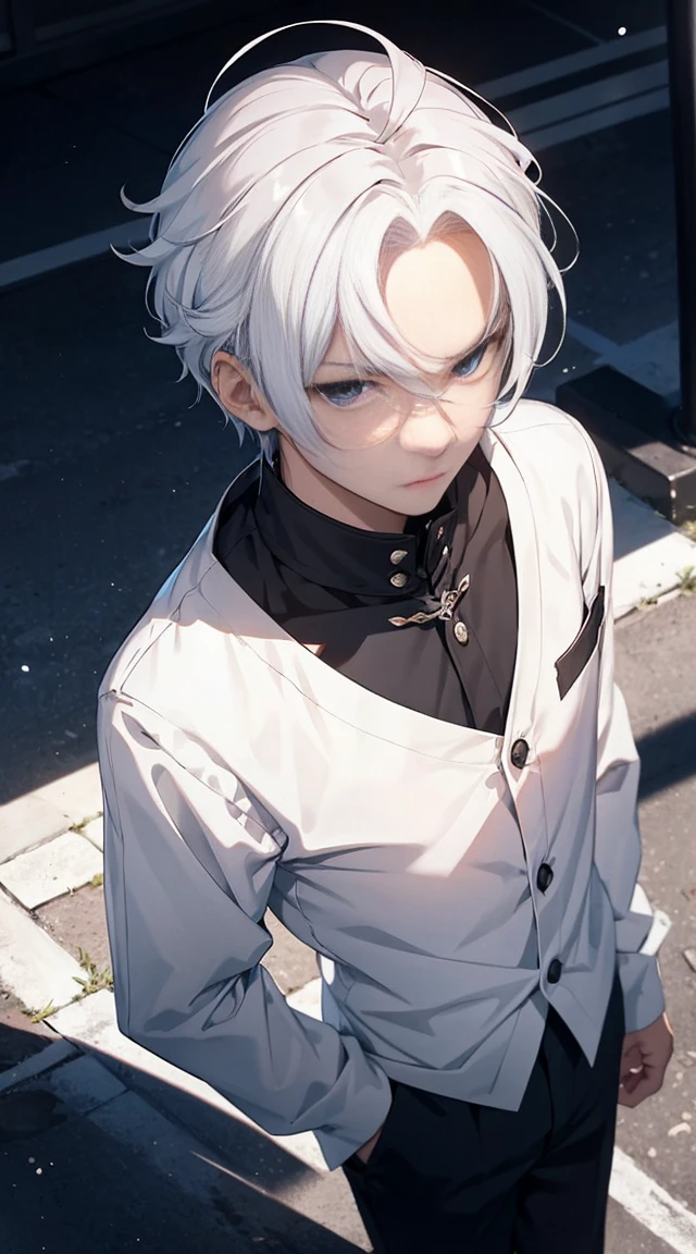 A man,White color hair,good eyes looking,white backgrounid,Everyday wear