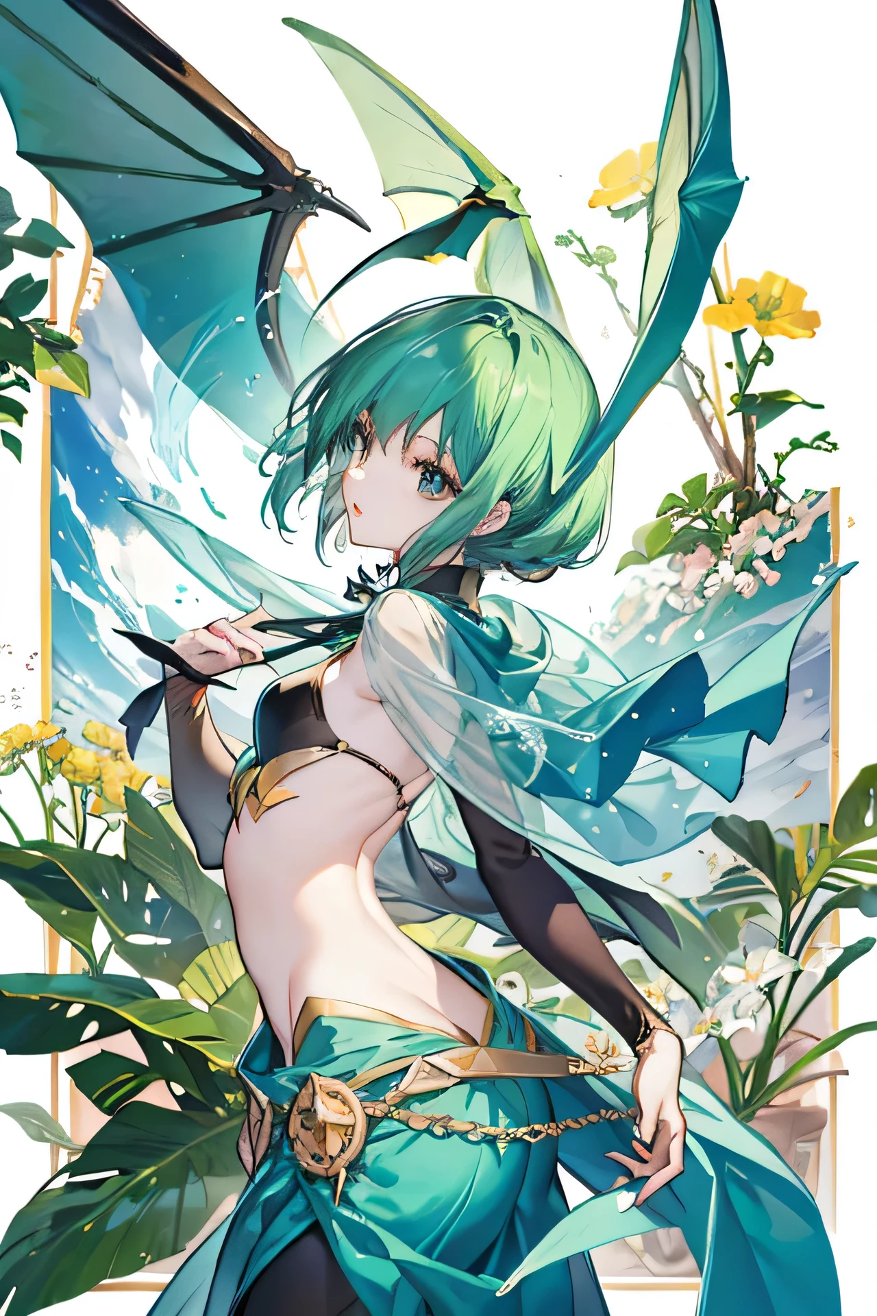 Pteranodon,Personification,beautiful girl