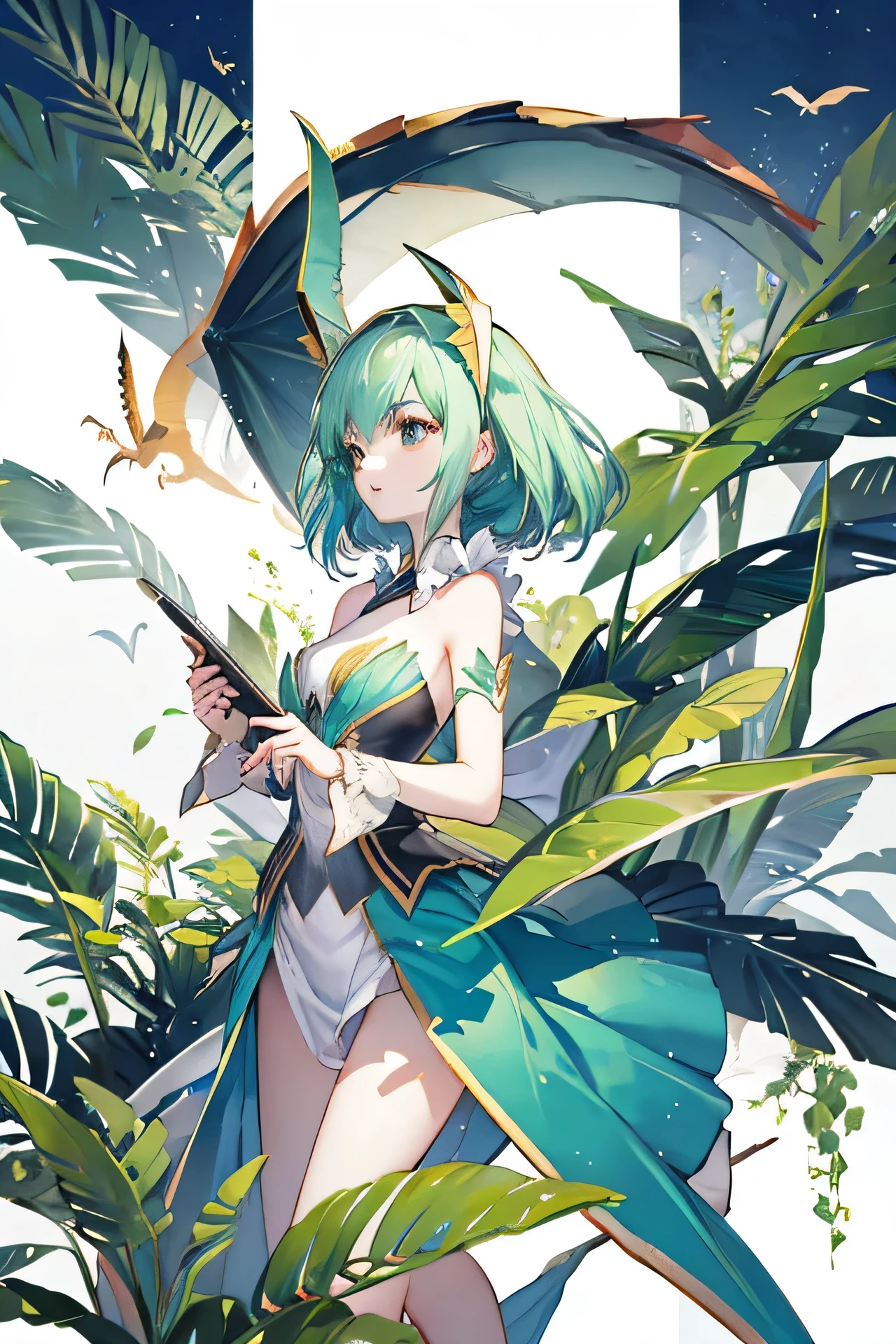 Pteranodon,Personification,beautiful girl