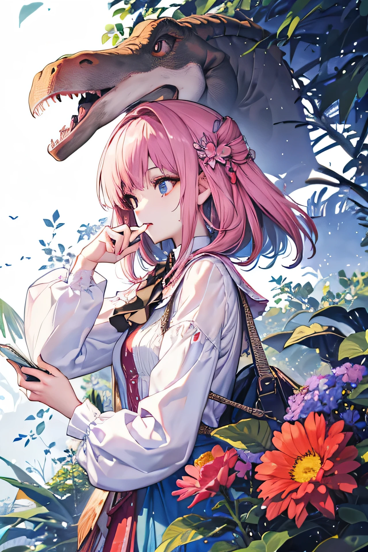 beautiful girl,Dinosaur