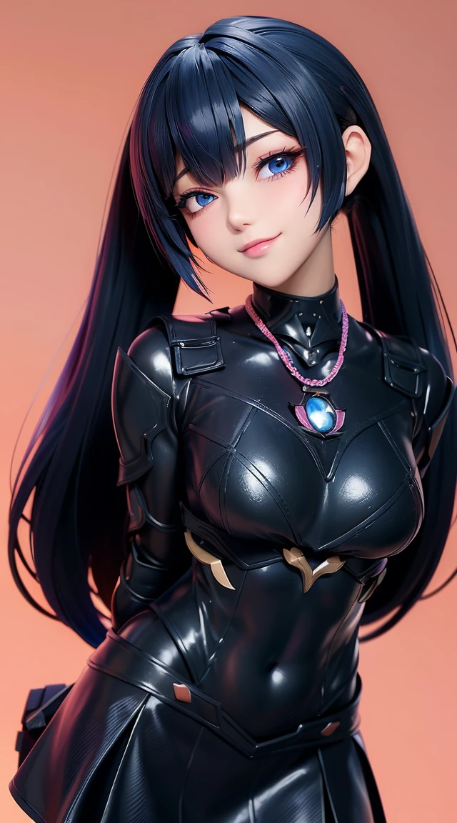(masterpiece:1.3), (Best Quality:1.3), (Ultra-detailed:1.2), ((kawaii)), Cute, (lovely), ((sexy)), ((Extremely detailed)), 4K, (8K), Best Quality, (Beautiful), Illustration, anime style, (bold line:1.2), Gradation, looking at viewer, //, (bent down:1.1), (arms behind back), //, a cute girl, 1girl, (solo:1.2), gleaming skin, //, (flat chested), (Perfect eyes:1.2), (Perfect iris:1.2), //, darkblue hair color, (beautiful eyes) //, (half closed eyes:1.3), (sexual expression:1.2), Fascinated expression, smile, (blush:1.2), //, modern city background, on rock, twin tails, straight bangs, muscle girl, hard abs, exposed abs, NECKLACE, skirt, heavy armor suit, mecha musume, underboobs