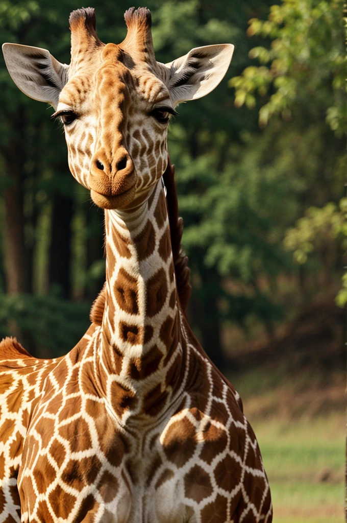 Giraffe with straight neck