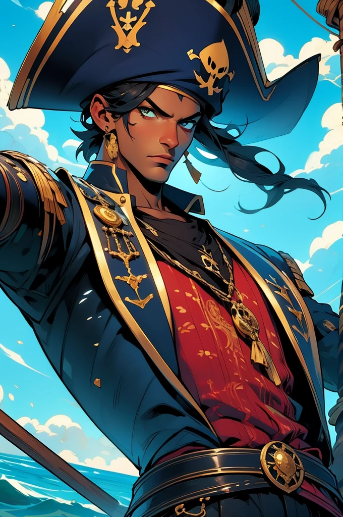 Pirate King, King of thieves, Male Pirate captain, Male Pirate commander, Extremely musculair Pirate