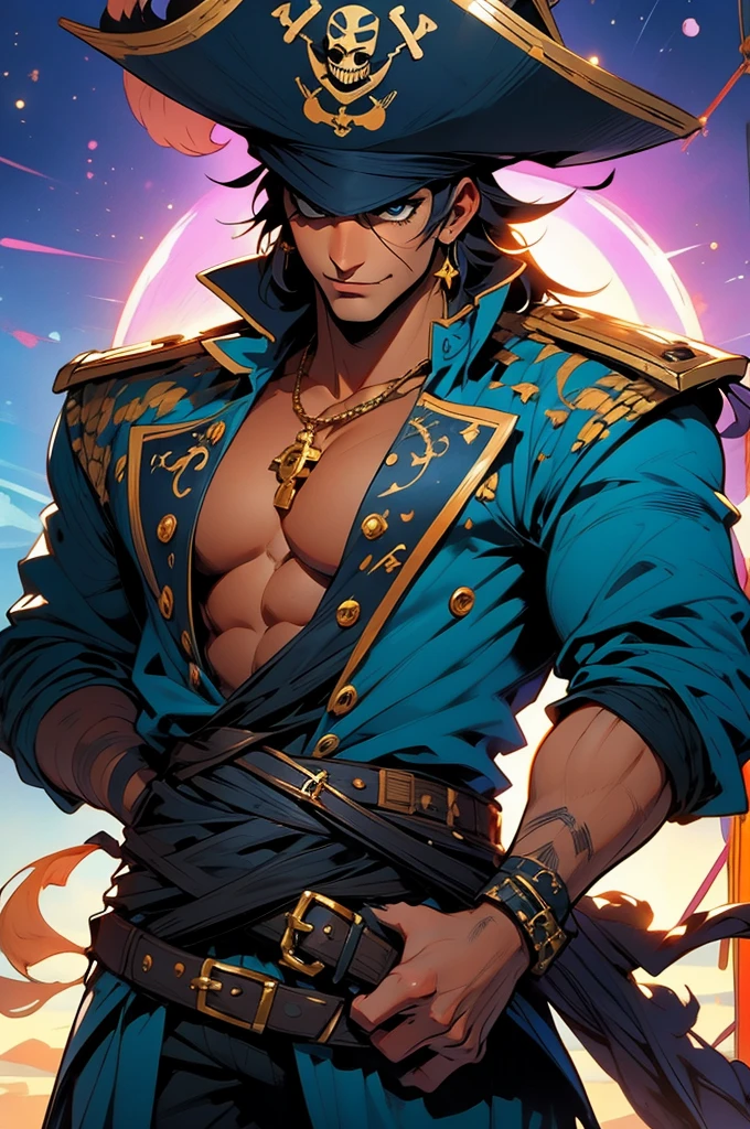 Pirate King, King of thieves, Male Pirate captain, Male Pirate commander, Extremely musculair Pirate