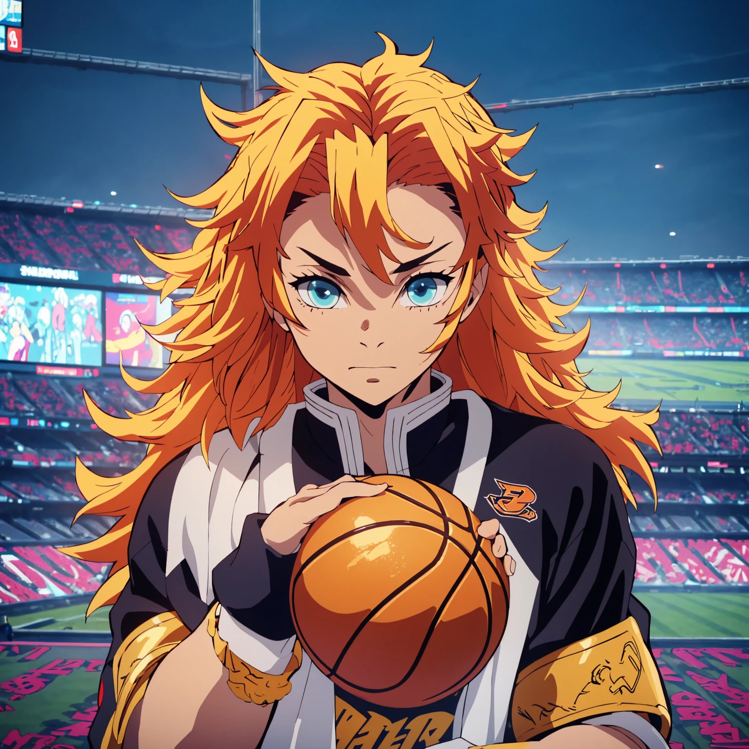 a close up of a person holding a basketball ball in a stadium, 8k high quality detailed art, high quality anime artstyle, anime style 4 k, by Yang J, anime wallpaper 4 k, anime wallpaper 4k, anime wallaper, artwork in the style of guweiz, rossdraws and jazza, 4k anime wallpaper, high quality fanart