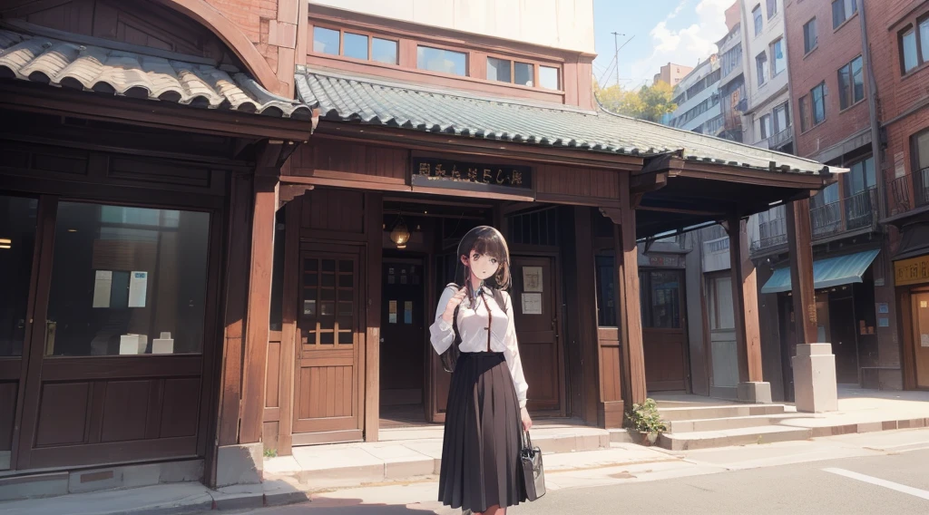 Western-style building　beautiful girl