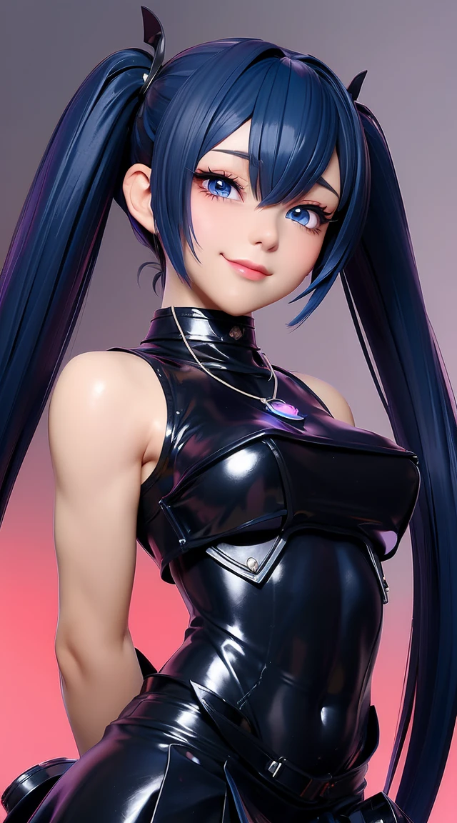  (masterpiece:1.3), (Best Quality:1.3), (Ultra-detailed:1.2), ((kawaii)), Cute, (lovely), ((sexy)), ((Extremely detailed)), 4K, (8K), Best Quality, (Beautiful), Illustration, anime style, (bold line:1.2), Gradation, looking at viewer, //, (bent down:1.1), (arms behind back), //, a cute girl, 1girl, (solo:1.2), gleaming skin, //, (flat chested), (Perfect eyes:1.2), (Perfect iris:1.2), //, darkblue hair color, (beautiful eyes) //, (half closed eyes:1.3), (sexual expression:1.2), Fascinated expression, smile, (blush:1.2), //, modern city background, on rock, twin tails, straight bangs, muscle girl, hard abs, exposed abs, NECKLACE, skirt, heavy armor suit, mecha musume, underboobs