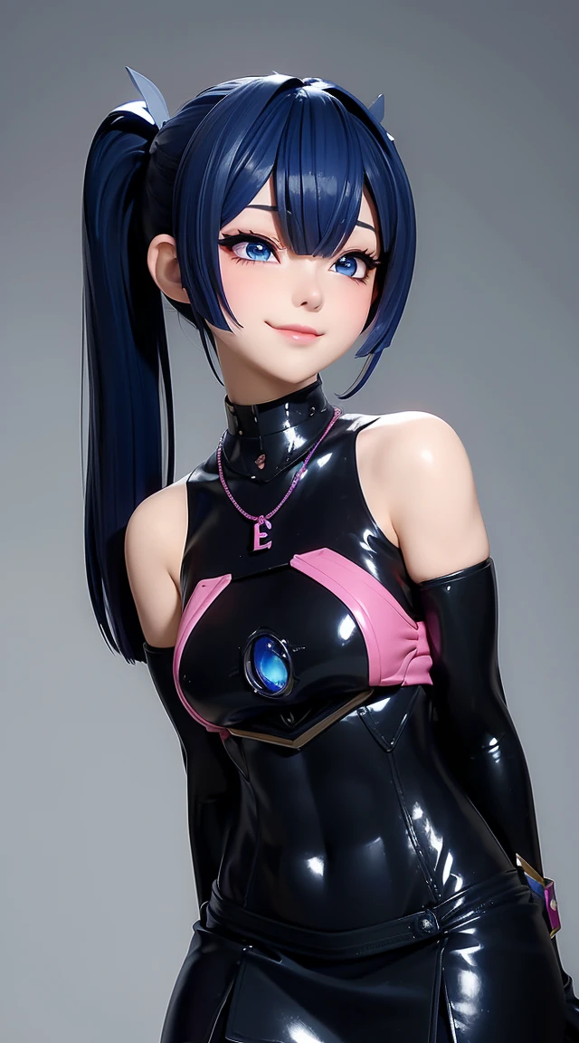  (masterpiece:1.3), (Best Quality:1.3), (Ultra-detailed:1.2), ((kawaii)), Cute, (lovely), ((sexy)), ((Extremely detailed)), 4K, (8K), Best Quality, (Beautiful), Illustration, anime style, (bold line:1.2), Gradation, looking at viewer, //, (bent down:1.1), (arms behind back), //, a cute girl, 1girl, (solo:1.2), gleaming skin, //, (flat chested), (Perfect eyes:1.2), (Perfect iris:1.2), //, darkblue hair color, (beautiful eyes) //, (half closed eyes:1.3), (sexual expression:1.2), Fascinated expression, smile, (blush:1.2), //, modern city background, on rock, twin tails, straight bangs, muscle girl, hard abs, exposed abs, NECKLACE, skirt, heavy armor suit, mecha musume, underboobs