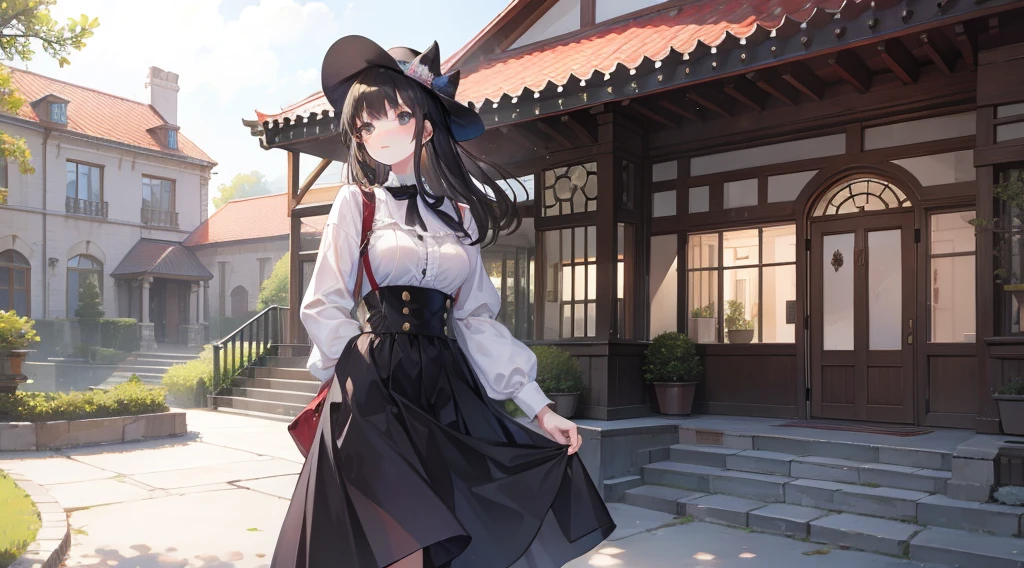 Western-style mansion and beautiful girl