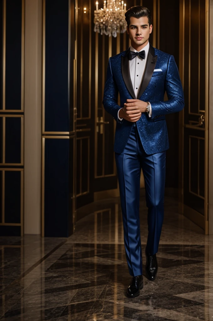 A male promenade attire with elegancy in midnight blue
