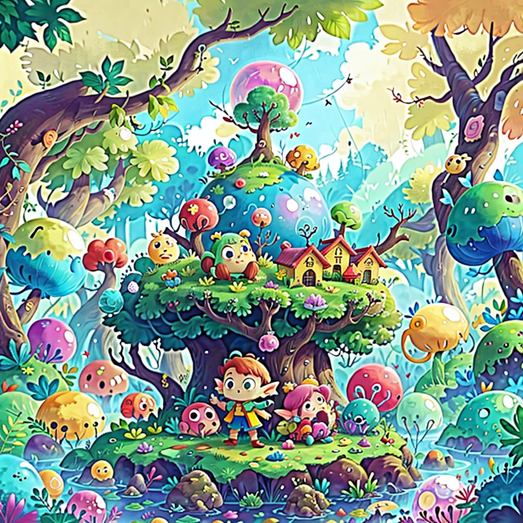 Colorful Bubble Village Bubble Elf Adventure Bubble Forest Color River Bubble Monster Rainbow Mountain Bubble Spring