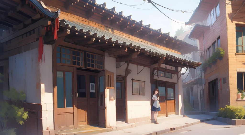 Western-style building　beautiful girl