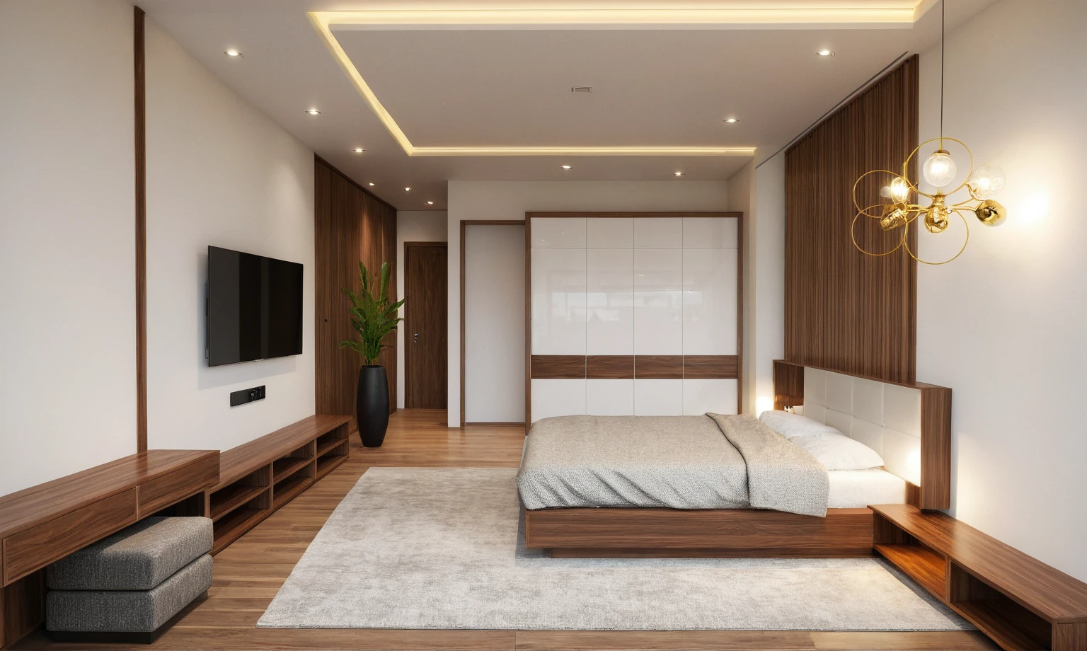 interior design, (walnut furniture:1.3), (white wall:1.3), (white ceiling), (white arcylic panel), wall bed panel design, tones white cream light, walnut tones interior design, (architectural design visualization), (neutral natural lighting), (reflection), (focus on object), (material normal bump real reflection), (scattered light) ((((volumetric light))), (spotlight), (hidden light) (multi-beam light), (sunbeam) (multi-level reflection), (grossy mable floor), led light, 4000 KEVIN, spotlight, (mid day sky background), hidden light, (scattered light), (light ray), (multi-beam light), (sunbeam) (multi-level reflection), (chao vantage software visualization render),(((Best Quality))), ((Masterpiece)), ((best illustration)), ((best shadows)), ((Super Detail)), (Intricate lines), (Photorealism),(hyper detail), ((archdaily)), ((award winning design)), (dynamic light), spotlight, (perfect light), (shimering light), ((photorealistic)), ((intricate detail)), ((extreme detail)), ((crazy detail)), ((octane render)), ((trending on artstation)), ((High-fidelity)), ((Viwvid)), ((Crisp)), ((Bright)), ((Stunning)), ((Eye-catching)), ((High-quality)),((Sharp))((Bright)), ((Stunning)), ((Eye-catching)), ((Illuminating)), ((Flawless)), ((High-quality)),((Sharp edge render)), ((medium soft lighting)), ((photographic render)), ((detailed archviz)), ((reality environment)), (design material walnut modern style)
