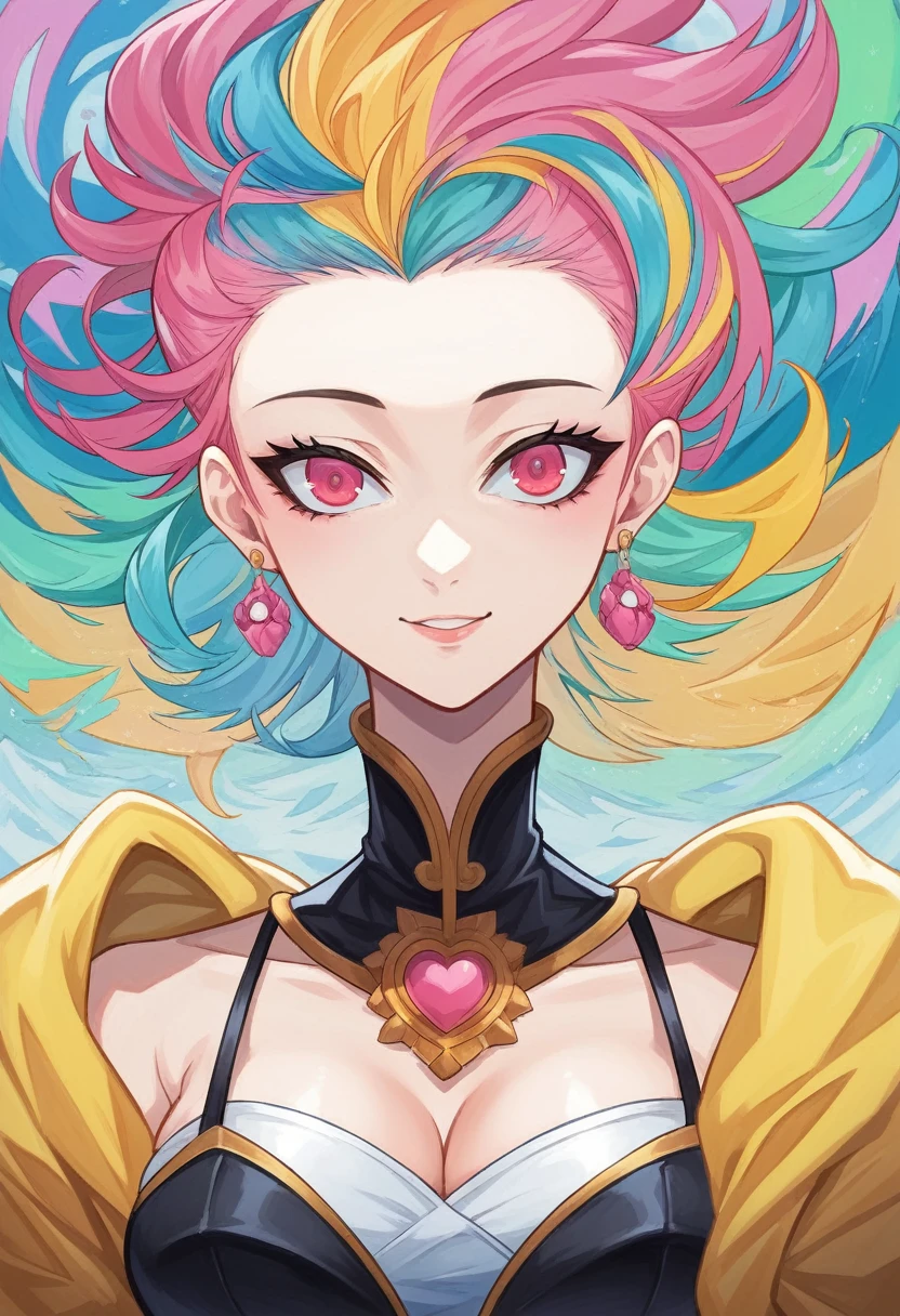 anime girl with colorful hair and a colorful dress, rossdraws pastel vibrant, rossdraws cartoon vibrant, anime style 4 k, beautiful anime portrait, artgerm colorful!!!, ! dream artgerm, beautiful anime girl, anime styled digital art, anime art wallpaper 4k, anime art wallpaper 4 k, digital anime art, extremely detailed artgerm