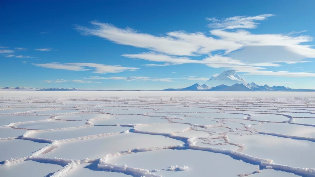 arafed view of a vast expanse of salt with mountains in the distance, constructed upon salar de uyuni, salt flats with scattered ruins, most perfect desert on the world, at the salar de uyuni, at salar de uyuni, white desert, white desert background, amazing alien landscape, stunning alien landscape, alien breathtaking landscape, beautiful alien landscape