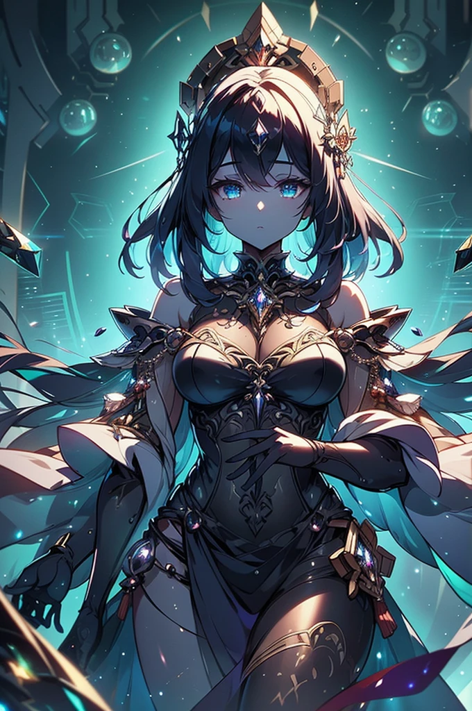 In the shadowy depths of a forgotten laboratory, a radiant paranormal silicon sentinel stands guard, its crystalline form gleaming with unearthly light. This otherworldly being is depicted in a stunning digital painting, showcasing intricate details and vibrant colors. The sentinel's ethereal energy is captured in every pixel, from its shimmering translucent shell to the intricate patterns of glowing circuitry etched into its surface. The image exudes a sense of otherworldly beauty and mystery, drawing viewers into a mesmerizing tale of the supernatural.
