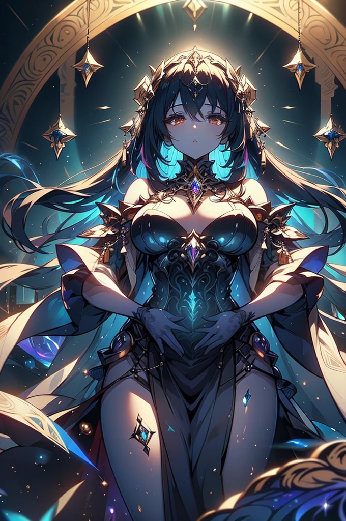 In the shadowy depths of a forgotten laboratory, a radiant paranormal silicon sentinel stands guard, its crystalline form gleaming with unearthly light. This otherworldly being is depicted in a stunning digital painting, showcasing intricate details and vibrant colors. The sentinel's ethereal energy is captured in every pixel, from its shimmering translucent shell to the intricate patterns of glowing circuitry etched into its surface. The image exudes a sense of otherworldly beauty and mystery, drawing viewers into a mesmerizing tale of the supernatural.