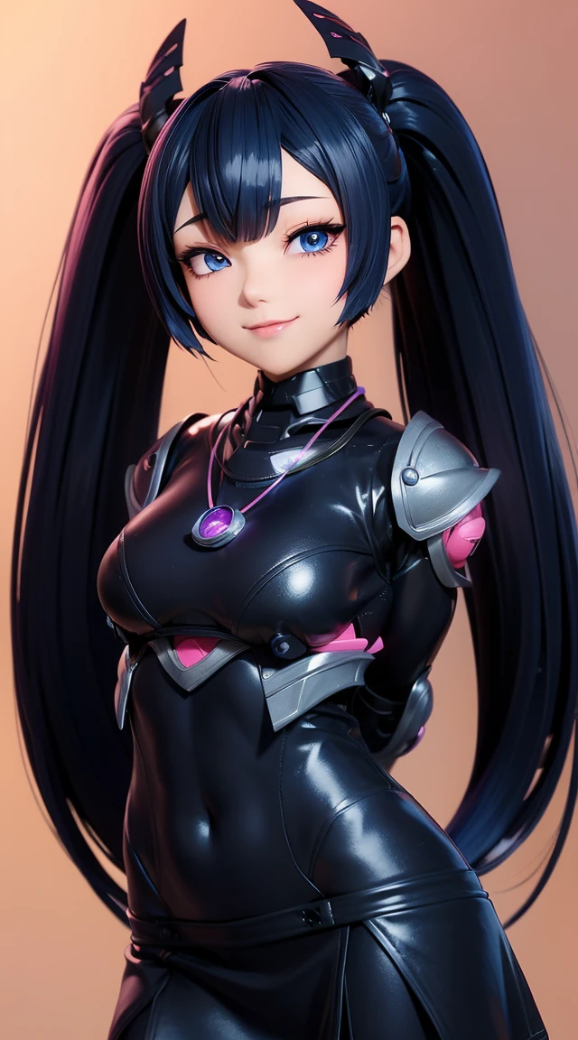 (masterpiece:1.3), (Best Quality:1.3), (Ultra-detailed:1.2), ((kawaii)), Cute, (lovely), ((sexy)), ((Extremely detailed)), 4K, (8K), Best Quality, (Beautiful), Illustration, anime style, (bold line:1.2), Gradation, looking at viewer, //, (bent down:1.1), (arms behind back), //, a cute girl, 1girl, (solo:1.2), gleaming skin, //, (flat chested), (Perfect eyes:1.2), (Perfect iris:1.2), //, darkblue hair color, (beautiful eyes) //, (half closed eyes:1.3), (sexual expression:1.2), Fascinated expression, smile, (blush:1.2), //, modern city background, on rock, twin tails, straight bangs, muscle girl, hard abs, exposed abs, NECKLACE, skirt, heavy armor suit, mecha musume, underboobs