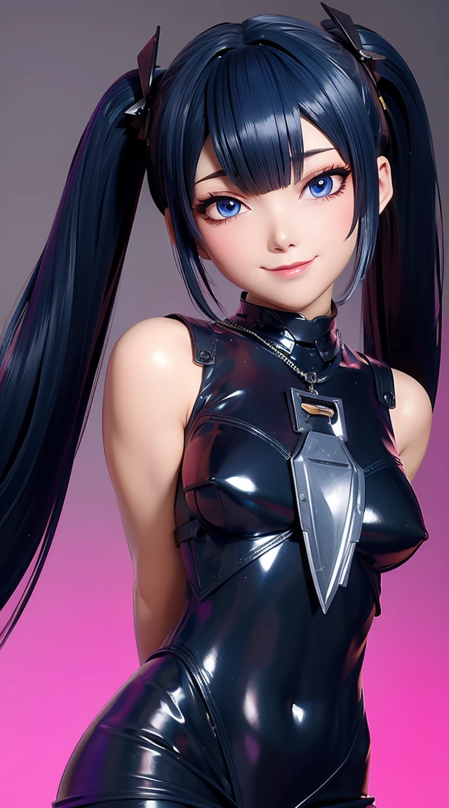 (masterpiece:1.3), (Best Quality:1.3), (Ultra-detailed:1.2), ((kawaii)), Cute, (lovely), ((sexy)), ((Extremely detailed)), 4K, (8K), Best Quality, (Beautiful), Illustration, anime style, (bold line:1.2), Gradation, looking at viewer, //, (bent down:1.1), (arms behind back), //, a cute girl, 1girl, (solo:1.2), gleaming skin, //, (flat chested), (Perfect eyes:1.2), (Perfect iris:1.2), //, darkblue hair color, (beautiful eyes) //, (half closed eyes:1.3), (sexual expression:1.2), Fascinated expression, smile, (blush:1.2), //, modern city background, on rock, twin tails, straight bangs, muscle girl, hard abs, exposed abs, NECKLACE, skirt, heavy armor suit, mecha musume, underboobs