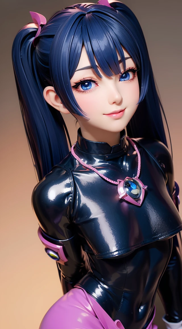  (masterpiece:1.3), (Best Quality:1.3), (Ultra-detailed:1.2), ((kawaii)), Cute, (lovely), ((sexy)), ((Extremely detailed)), 4K, (8K), Best Quality, (Beautiful), Illustration, anime style, (bold line:1.2), Gradation, looking at viewer, //, (bent down:1.1), (arms behind back), //, a cute girl, 1girl, (solo:1.2), gleaming skin, //, (flat chested), (Perfect eyes:1.2), (Perfect iris:1.2), //, darkblue hair color, (beautiful eyes) //, (half closed eyes:1.3), (sexual expression:1.2), Fascinated expression, smile, (blush:1.2), //, modern city background, on rock, twin tails, straight bangs, muscle girl, hard abs, exposed abs, NECKLACE, skirt, heavy armor suit, mecha musume, underboobs