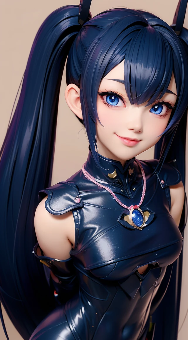 (masterpiece:1.3), (Best Quality:1.3), (Ultra-detailed:1.2), ((kawaii)), Cute, (lovely), ((sexy)), ((Extremely detailed)), 4K, (8K), Best Quality, (Beautiful), Illustration, anime style, (bold line:1.2), Gradation, looking at viewer, //, (bent down:1.1), (arms behind back), //, a cute girl, 1girl, (solo:1.2), gleaming skin, //, (flat chested), (Perfect eyes:1.2), (Perfect iris:1.2), //, darkblue hair color, (beautiful eyes) //, (half closed eyes:1.3), (sexual expression:1.2), Fascinated expression, smile, (blush:1.2), //, modern city background, on rock, twin tails, straight bangs, muscle girl, hard abs, exposed abs, NECKLACE, skirt, heavy armor suit, mecha musume, underboobs