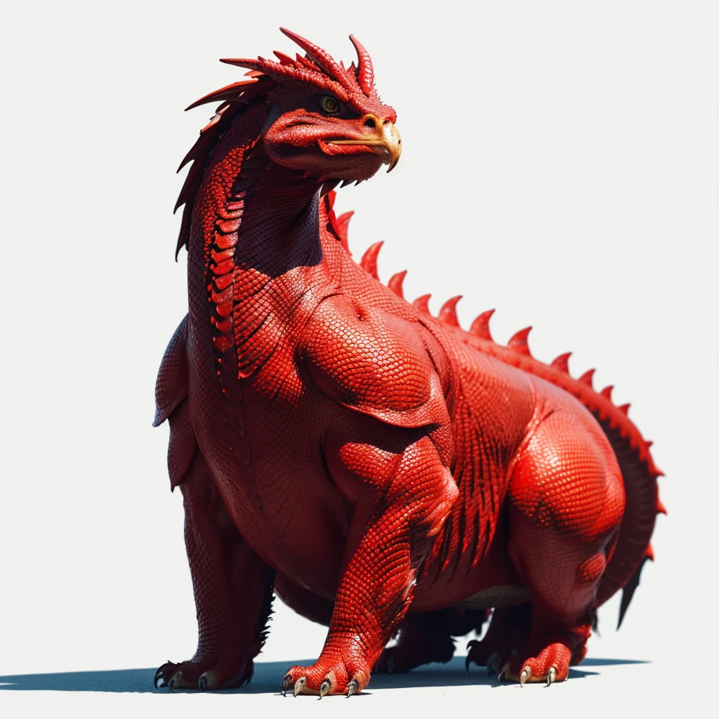 Big Animaly, chicken mixed with Lamia, reds colour skins, Grassroots background, (white background simpleks), (dragon mixed head)