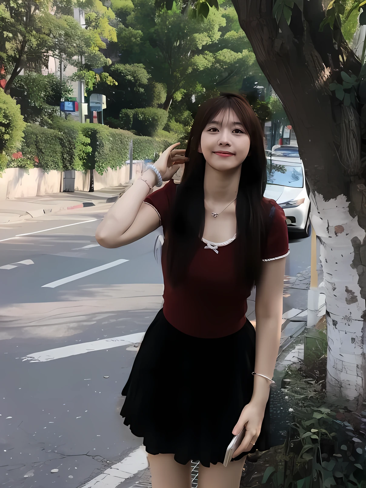 Similar background images,Take pictures on the street,There are trees