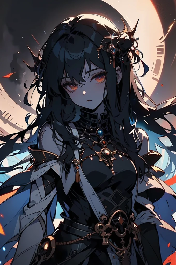 In the midst of a bioluminescent solar eclipse, a brave explorer is depicted in an oil painting. The main subject is a figure standing in awe with a telescope in hand, their silhouette illuminated by the ethereal glow of the celestial event. The image, a vivid and expertly crafted painting, captures the explorer's sense of wonder and adventure under the darkened sun. The explorer's rugged features are highlighted by the surreal, otherworldly colors of the eclipse, creating a striking contrast between the human figure and the cosmic phenomenon. This masterpiece is a testament to the artist's skill and ability to bring the viewer into a world where science and beauty collide.