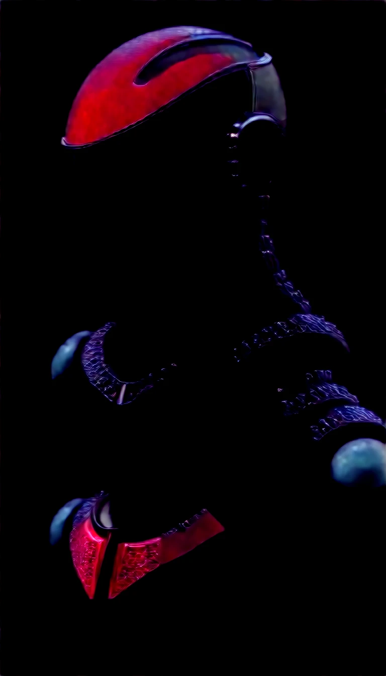 the photo shows a close-up of a humanoid robot or person in an advanced suit of armor. The design is sleek and modern, with red and white accents on a mostly black and gray base. It appears to be raining, as water droplets can be seen on the surface of the armor, the subject is either a robot or a person in a futuristic suit of armor, characterized by its sleek shape and intricate details, the helmet has red, viewfinder-like eyes, giving it an intense and focused look, water droplets can be seen on the surface, indicating that it is raining, in the background, blurred lights suggest an urban environment at night, the armor is highly detailed, with lines and patterns that suggest advanced technology, --v 6 --ar 9:16