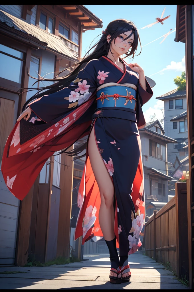 1woman,((((fullbody image)))),red kimono,((((flying)))),(((((flying over houses))))),huge hair,jumping(best quality,4k,8k,highres,masterpiece:1.2),ultra-detailed,(realistic,photorealistic,photo-realistic:1.37),detailed face,beautiful eyes,elegant pose,intricate kimono patterns,flowing hair,dramatic lighting,cinematic composition,vibrant colors,fantasy,digital art
