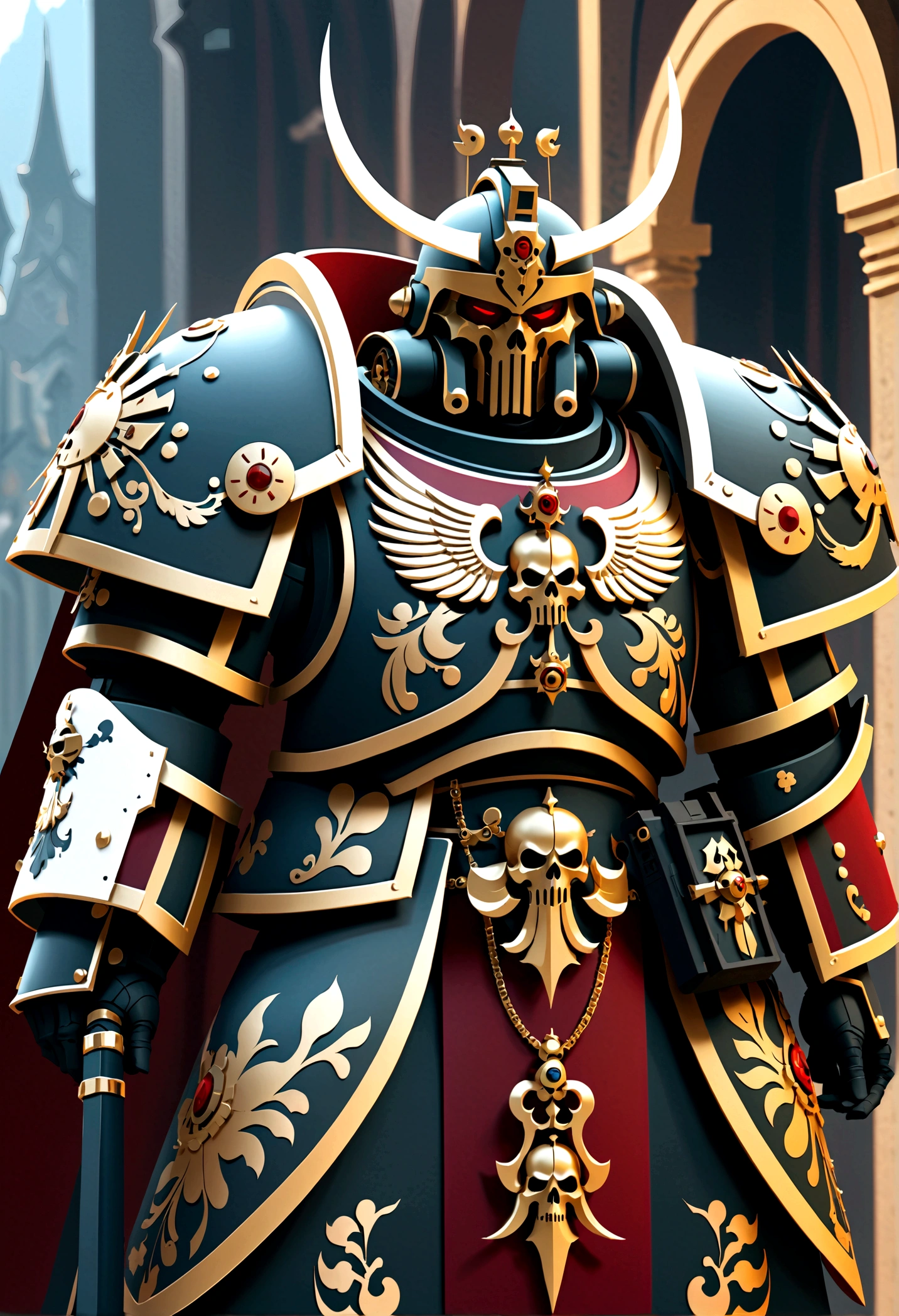 Kramer God Emperor, Warhammer 40k, Gorgeous armor, (High Detail Skin_1.2), 8K Ultra HD, Digital SLR Camera, sharp