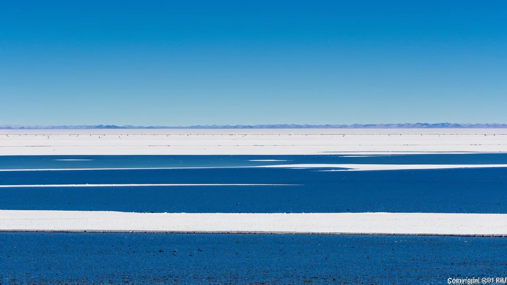 arafly view of a vast salt plain with a blue sky, constructed upon salar de uyuni, at the salar de uyuni, at salar de uyuni, most perfect desert on the world, white desert background, extremely beautiful and ethereal, exotic endless horizon, incredibly ethereal, mirror like water, intimidating floating sand, the sky is beautiful and clear