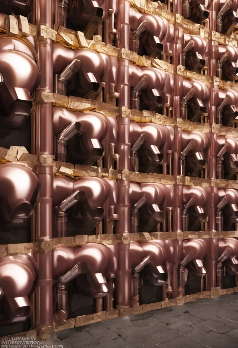 A dungeon of thousands of big horse cocks on the walls and each one makes a cumshot