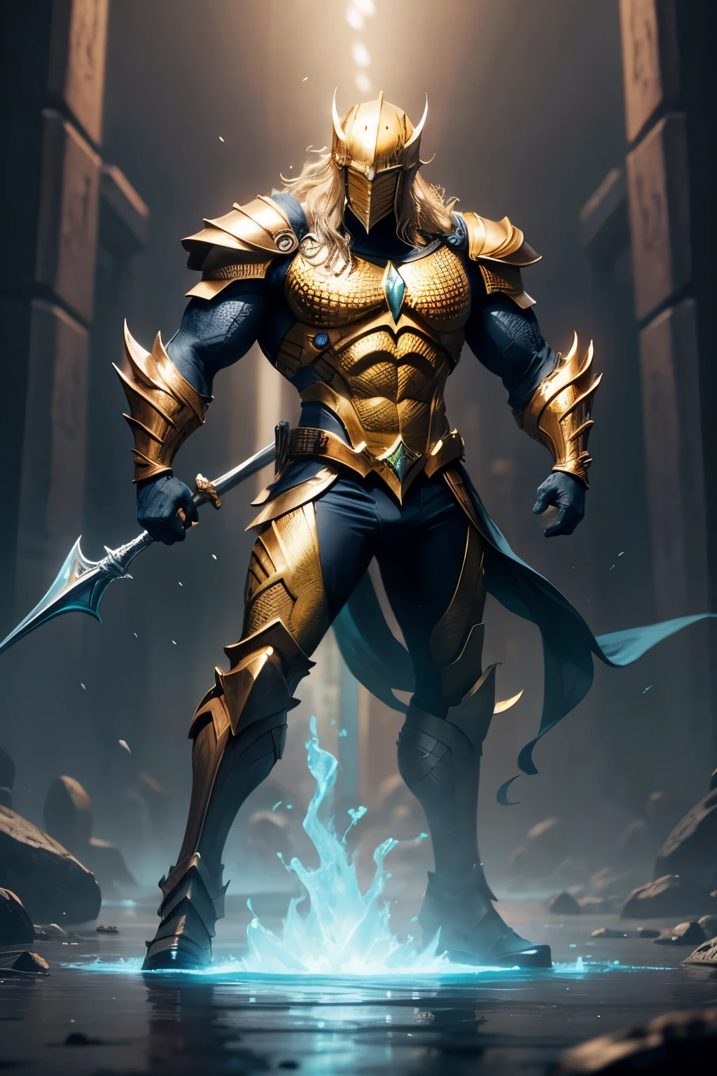 (full body), Aquaman, full armor, helmet on