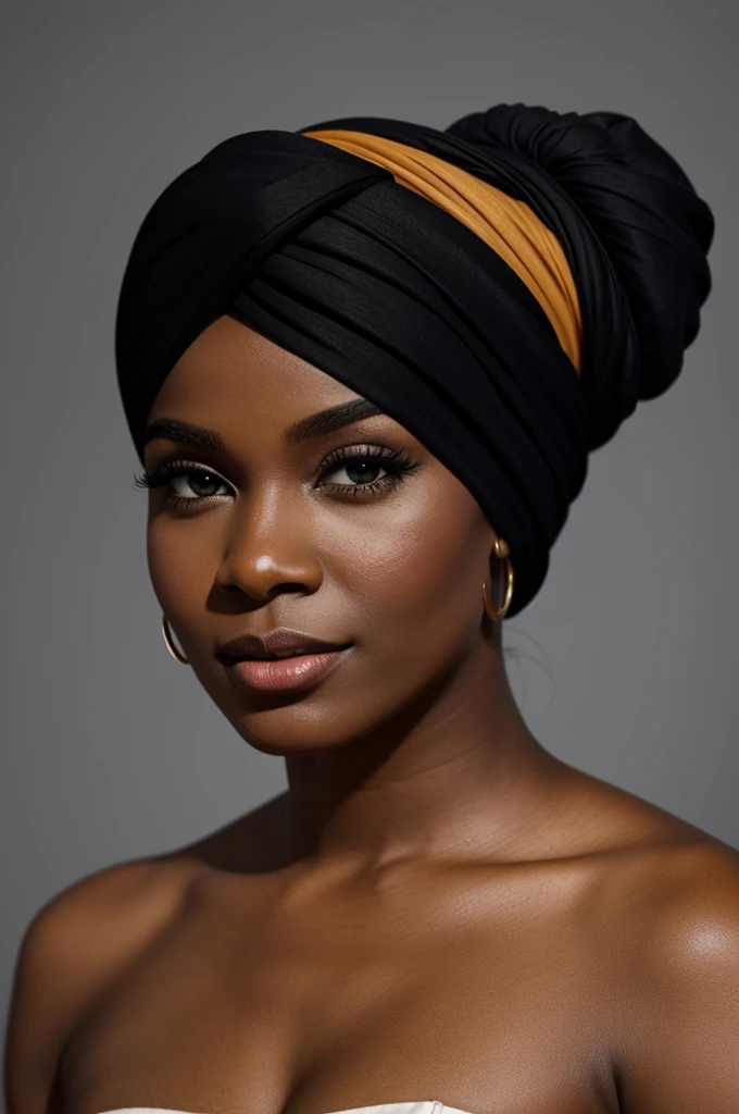 Generate an animated image of a black woman with a turban 