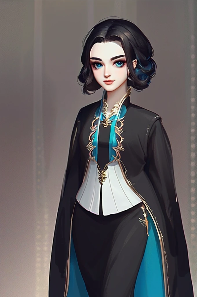 ((Лучшее качество)), ((шедевр)), (подробный), young girl, British, black hair, blue eyes, small breasts, wide hips, light makeup, , style realism