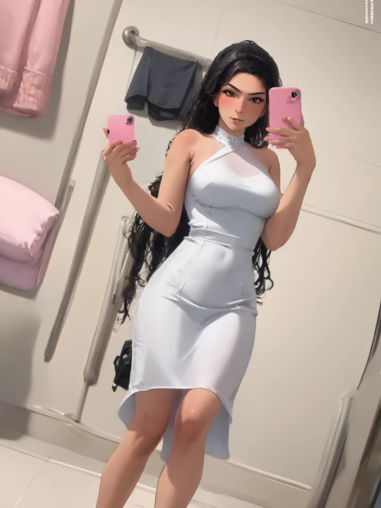 1girl, ariade, white dress, standing, bedroom