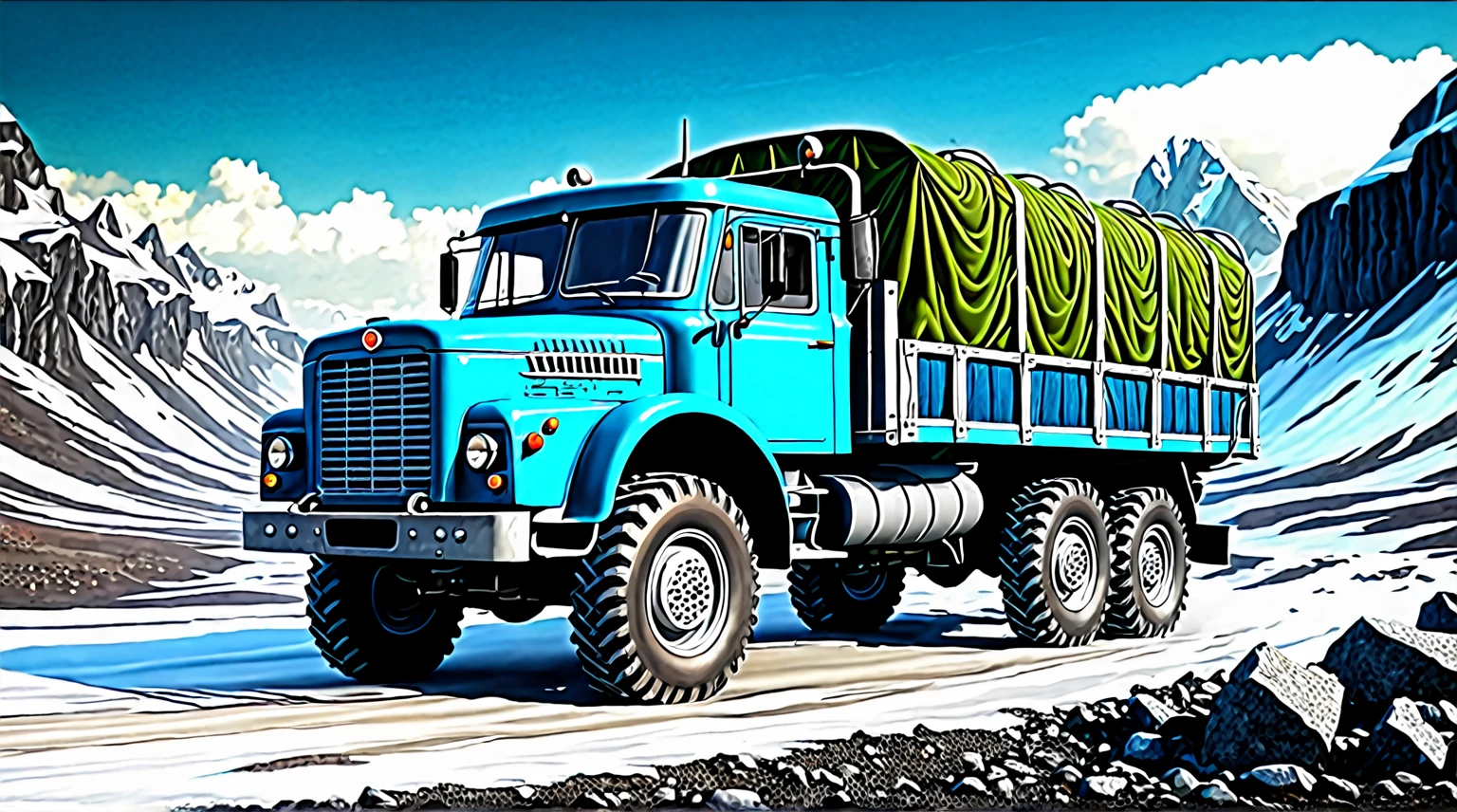 soviet truck, extreme detailed fantasy environment on background