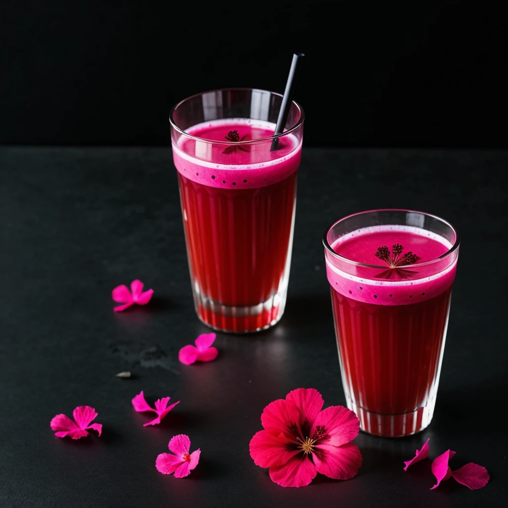 put a professional black background , On this side is a transparent cup with hibiscus tea. , that most of the bottom is empty and the cup has to be in the corner , I only want 1 cup