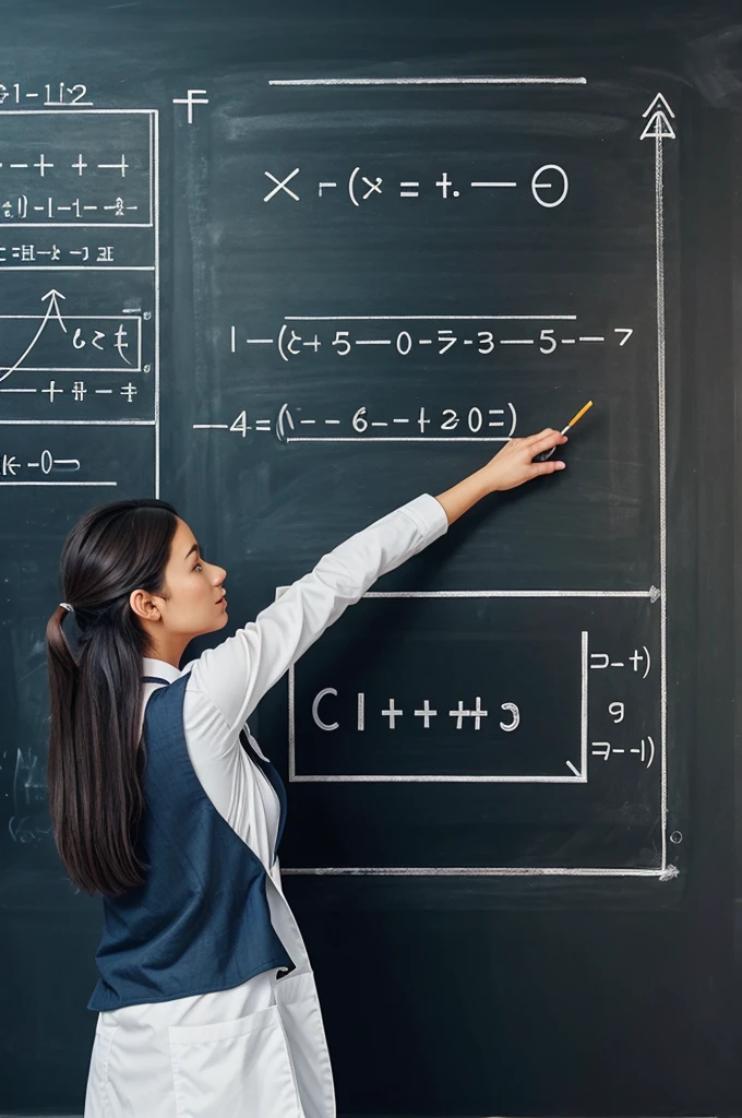 Scientist doing maths on chalkboard