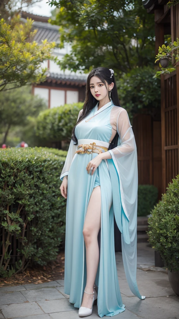 A girl wearing  Hanfu,bigtits,bigass,wide hips,