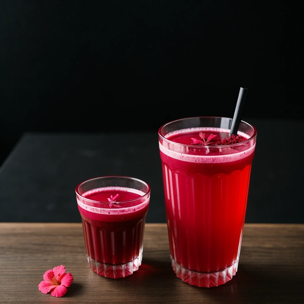 put a professional black background , On this side is a transparent cup with hibiscus tea. , that most of the bottom is empty and the cup has to be in the corner.