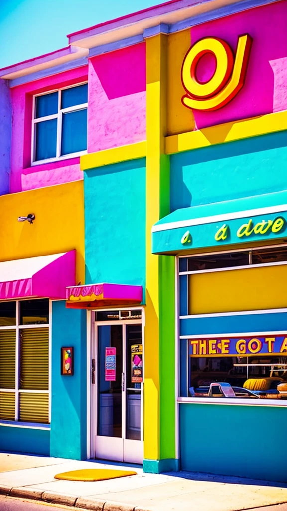 retro cafe 70s bright light colors pastel retro auto