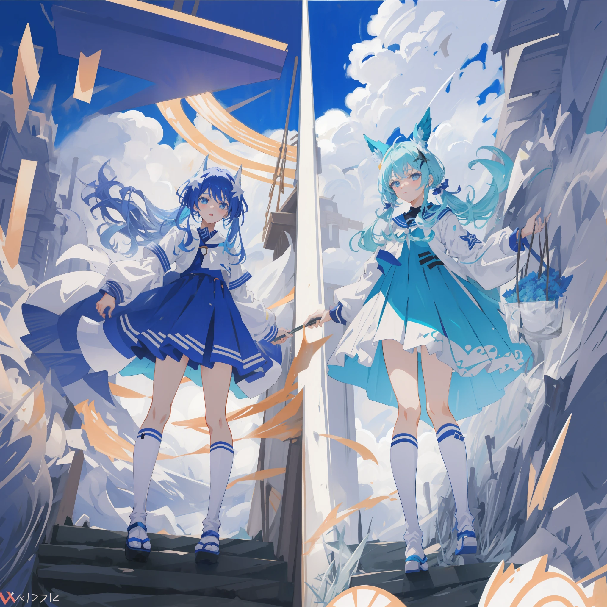 anime - style image of a character with a variety of hair and accessories, anime set style, anime character reference sheet, fantasy uniform, flat anime style, anime full body illustration, full_body!!, complete detailed body, extra detailed body, anime vtuber full body model, soft anime illustration, anime style character, clean detailed anime style,
